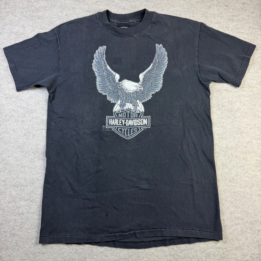 Vintage 80s Harley Davidson Eagle T-Shirt Black Killeen Texas Mens Large
